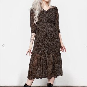 Disturbia Delphinium Button Up Midi Dress size 16 black